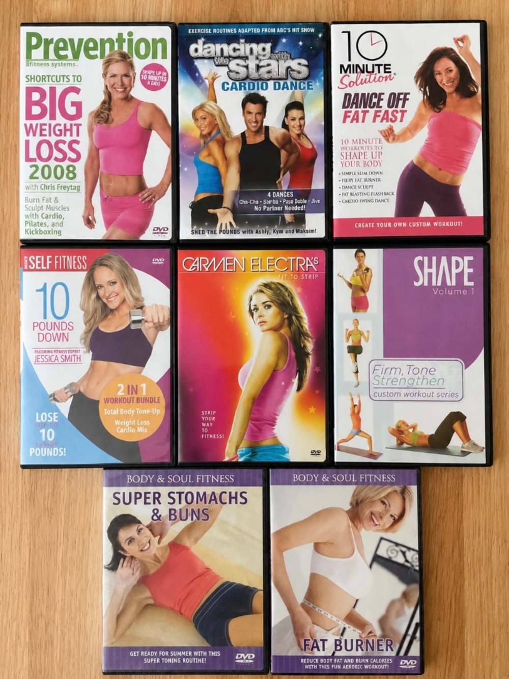 Workout Exercise DVD Lot of 8 Dance Cardio Weight Loss Fitness